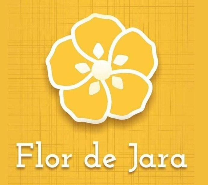 Una flor amarilla con las palabras flor de jara debajo.