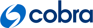 Logotipo azul con un símbolo de remolino y la palabra