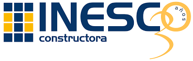 Logotipo para INESCO constructora, con letras azules y emblema del 30 aniversario en dorado.