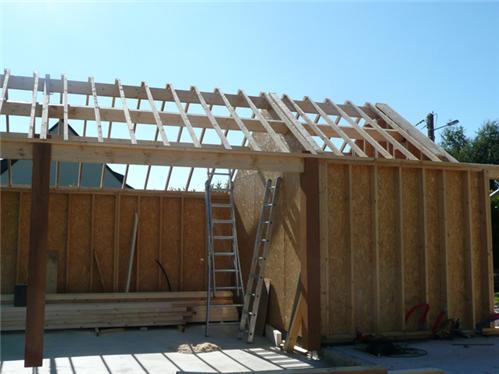 Extension et préau ossature bois