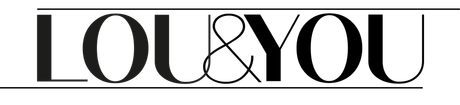 Logo „LOU & YOU“ in Schwarz, mit einer dünnen horizontalen Linie ober- und unterhalb des Textes.