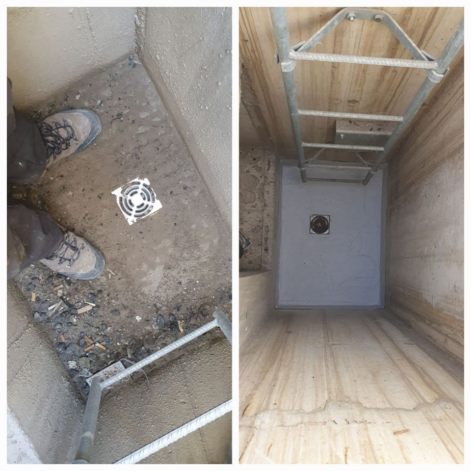 Bild vor und nach der Abdichtung