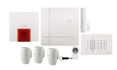 Un kit de système de sécurité domestique sans fil.