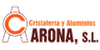A logo for a company called cristaleria y aluminios arona , s.l.