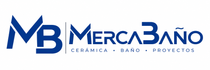 Logotipo de Mercaba&ntilde;o, empresa de art&iacute;culos de ba&ntilde;o. Una "M" azul oscuro y una "B" azul claro superpuestas