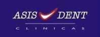 El logotipo de las clínicas Asis Dent está sobre un fondo azul.