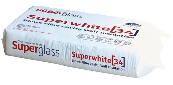 Aislamiento de pared de cavidad de fibra soplada White Superglass Superwhite[34].