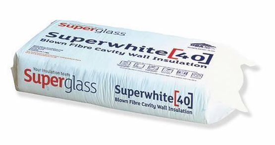 Paquete blanco de aislamiento de pared de cavidad de fibra soplada Superglass Superwhite[40].