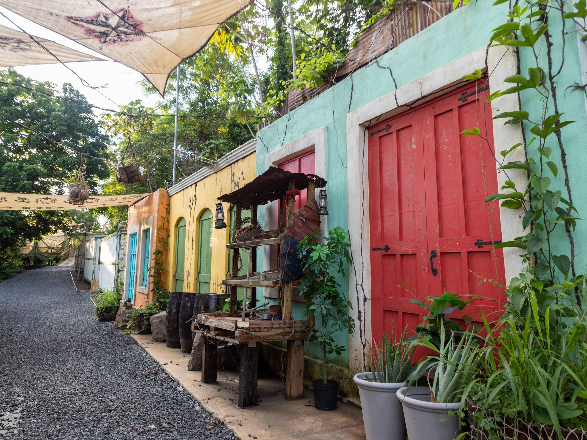 Colorful buildings at the Lost Trading Post