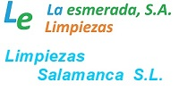 Logotipo para La Esmerada Limpiezas y Limpiezas Salamanca S.L., con texto en verde y azul