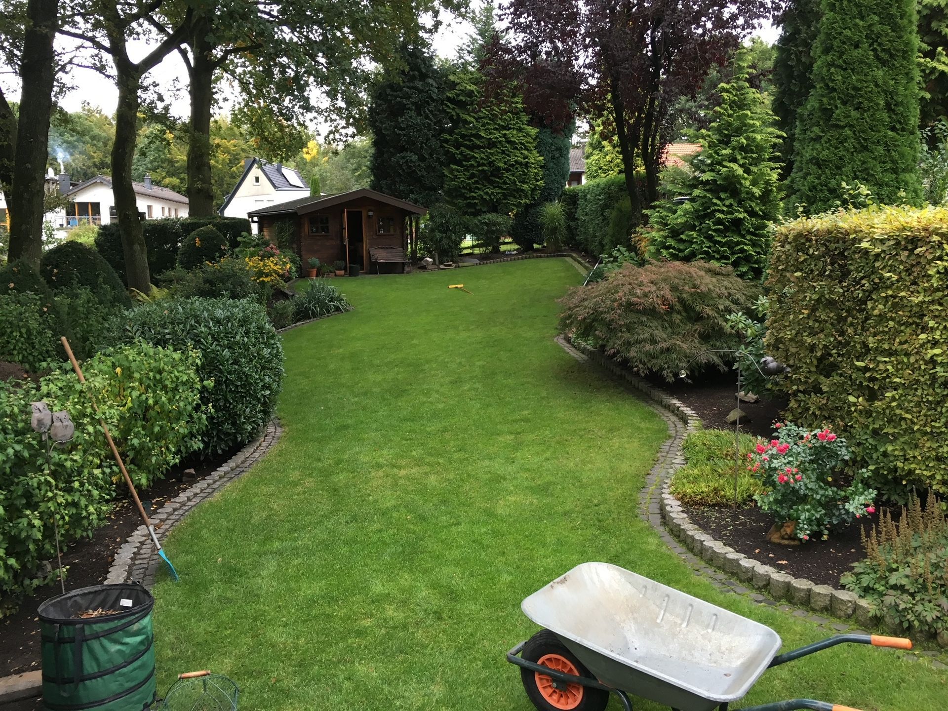 MW Gartenbau & Gartengestaltung GbR – Blick auf eine Wiese an einer Steigung, umgeben von Grünpflanzen