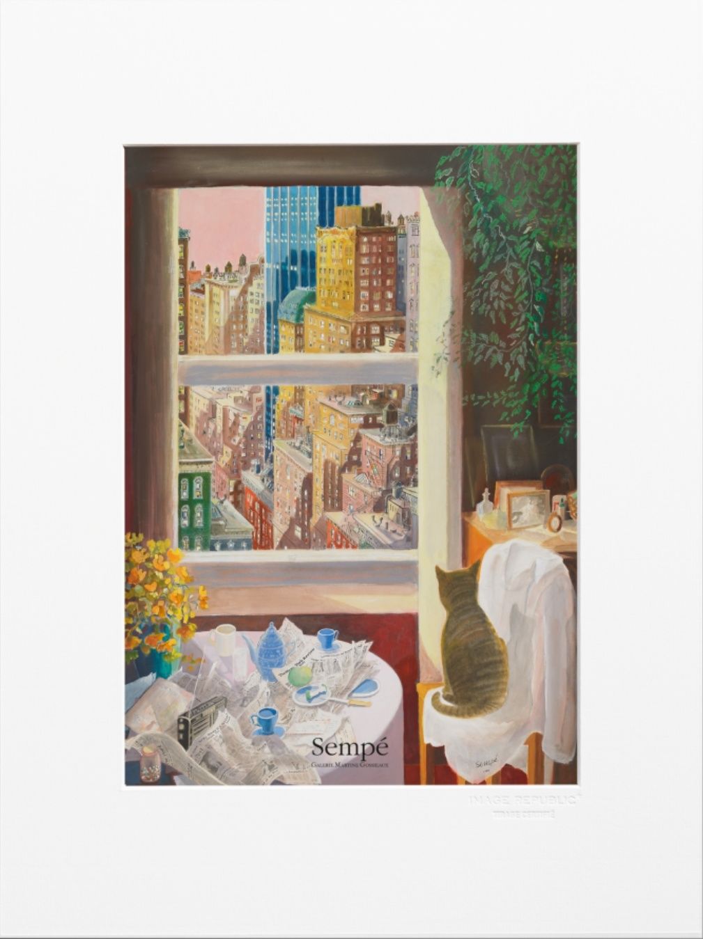 Dessin d'une fenêtre avec un chat