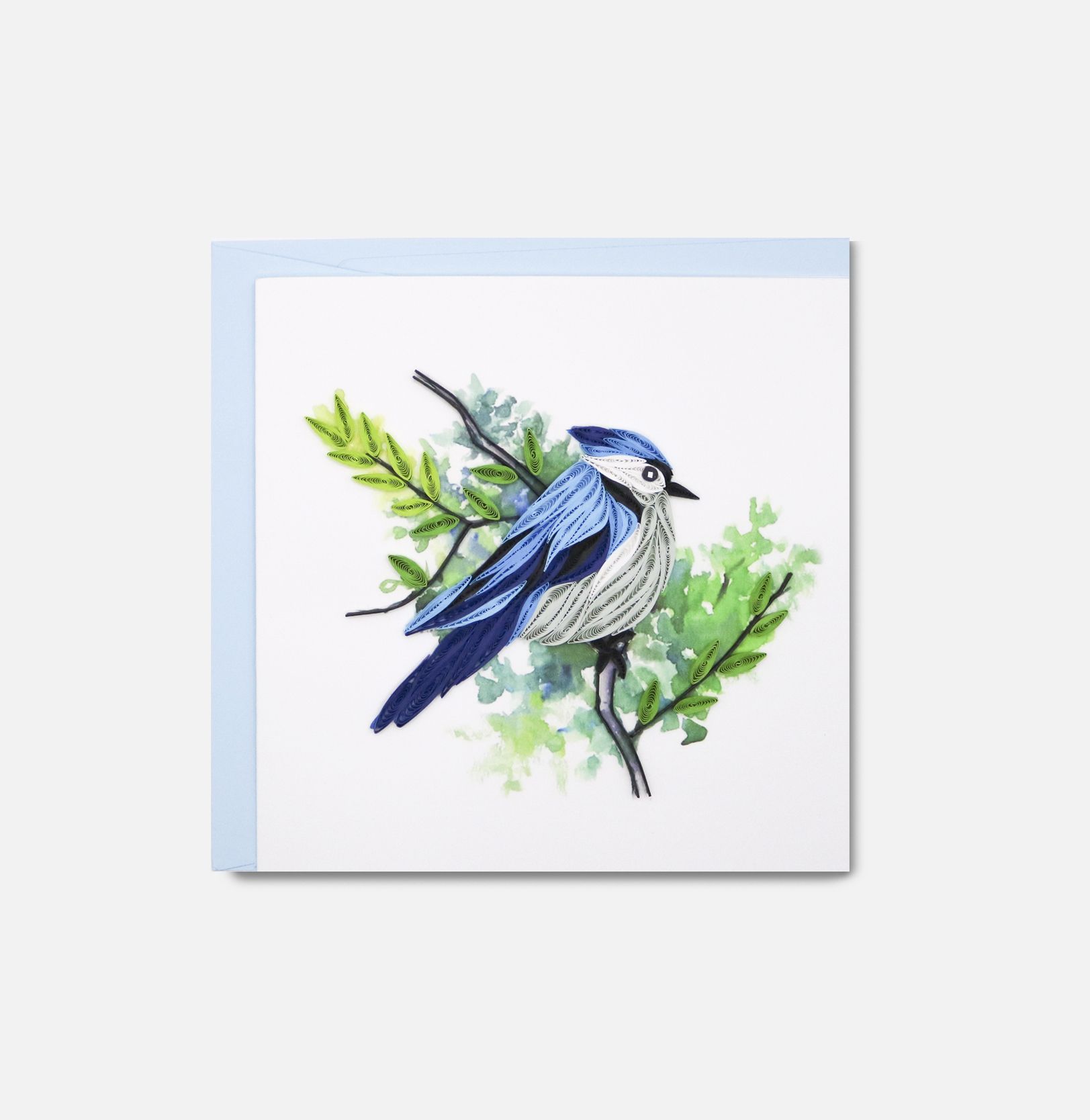 Dessin d'un oiseau bleu sur une branche