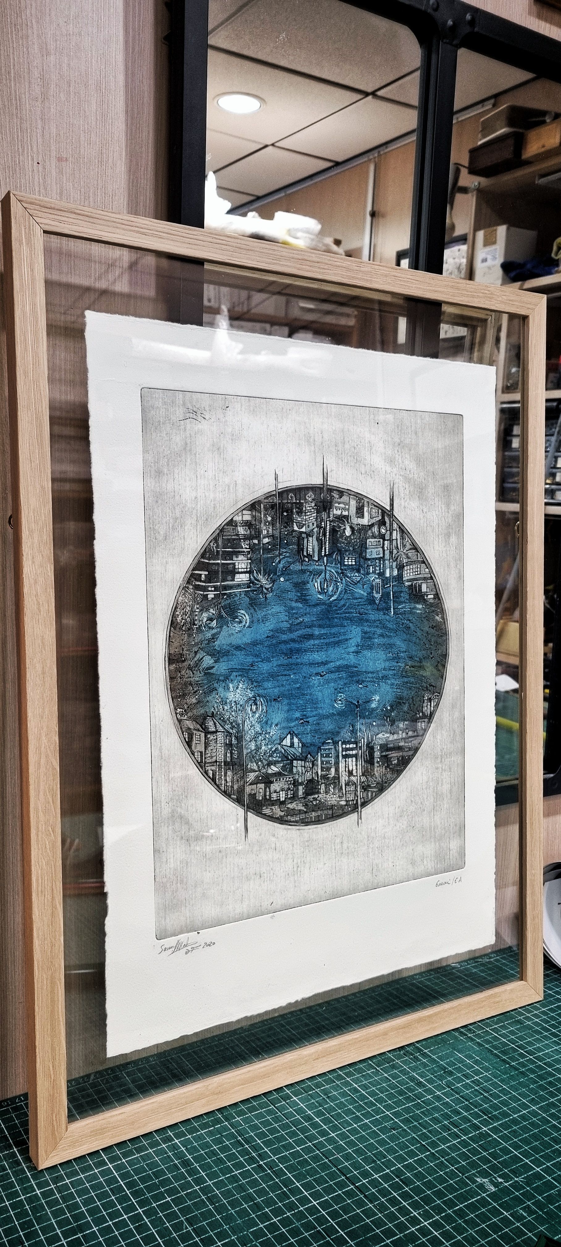 Peinture avec rond bleu