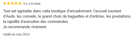 Avis Google 5 étoiles visité en mai 2024