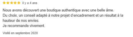 Avis Google 5 étoiles visité en septembre 2020