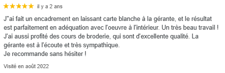 Avis Google 5 étoiles visité en août 2022