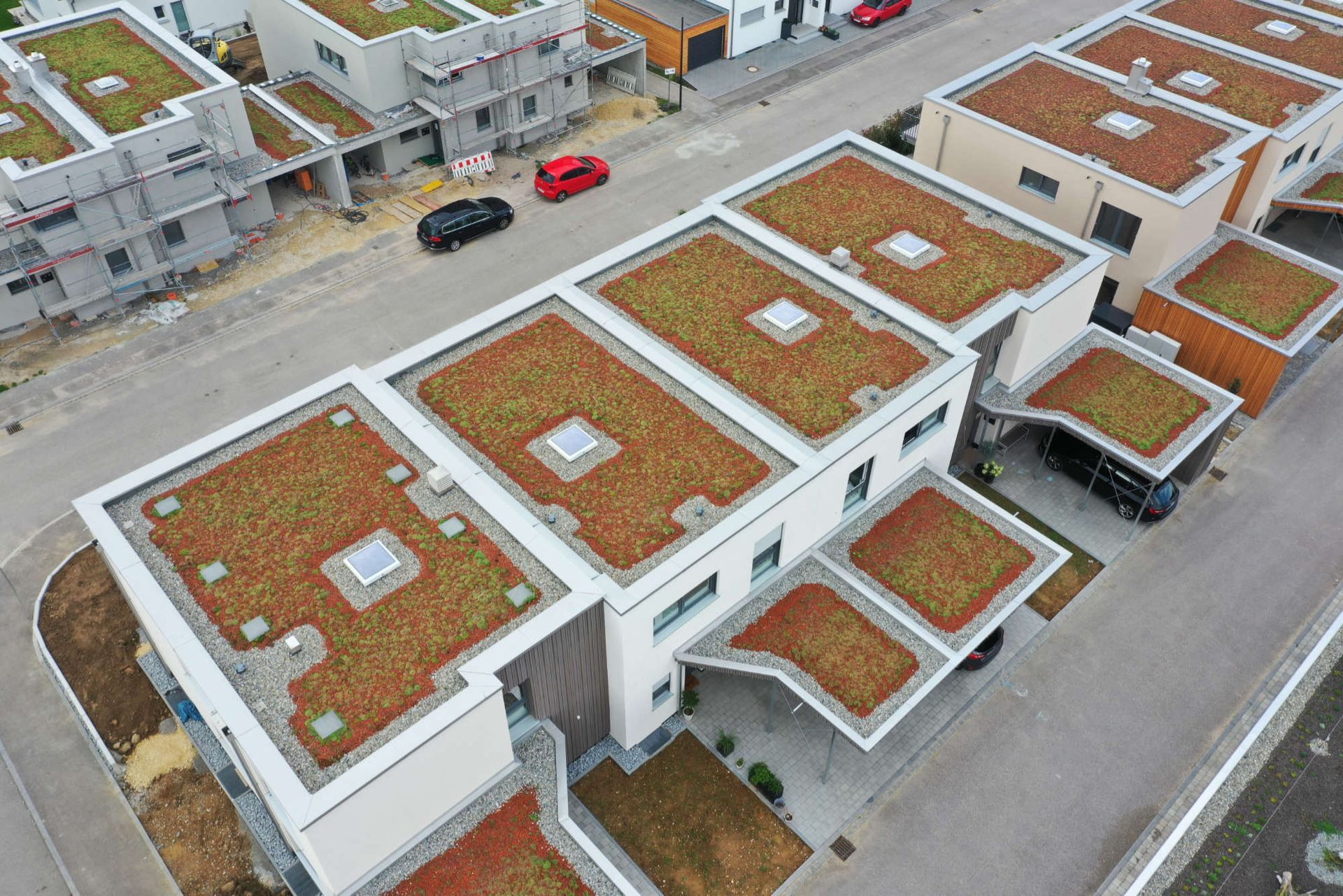 Vogelperspektive begrünte Dächer