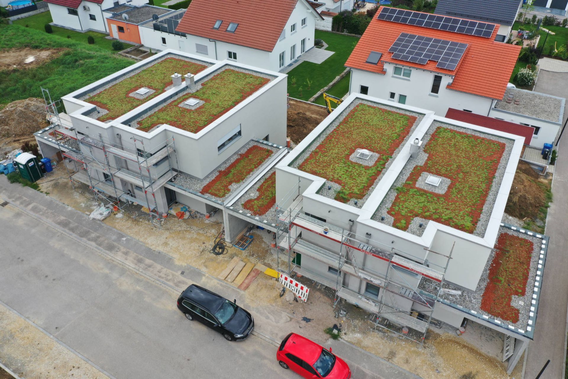 Vogelperspektive begrünte Dächer