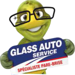 Logo Glass Auto Service avec une tortue à lunettes