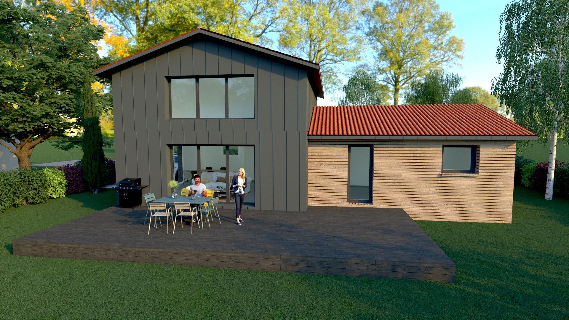 Photo 3D d'une maison en bois 