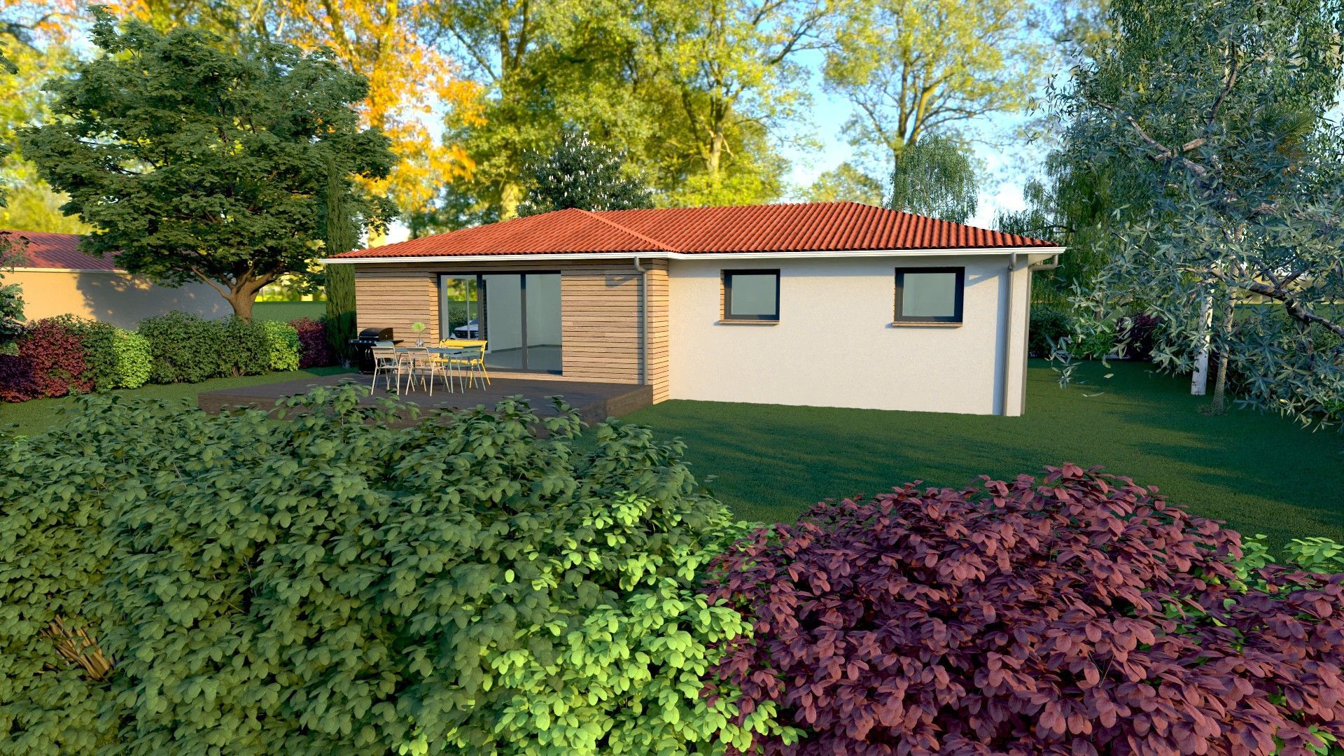 Maison en bois en 3D