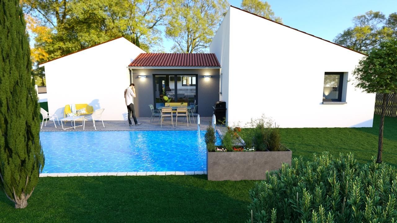 Conception 3D d'une maison avec piscine et jardin