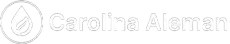 Logotipo con el texto “Carolina Aleman” y un emblema circular de una hoja, en gris claro sobre fondo blanco.