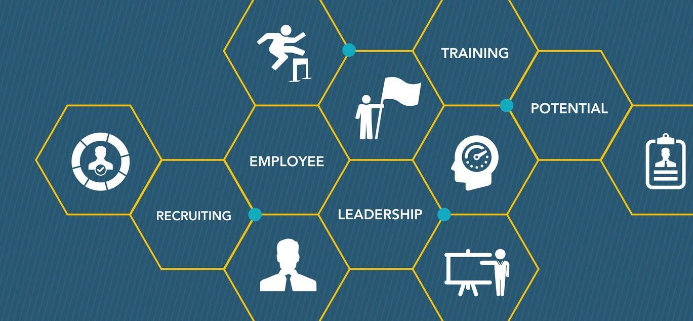 Un fondo azul con un montón de iconos encima.