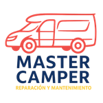 Red campervan logo with 