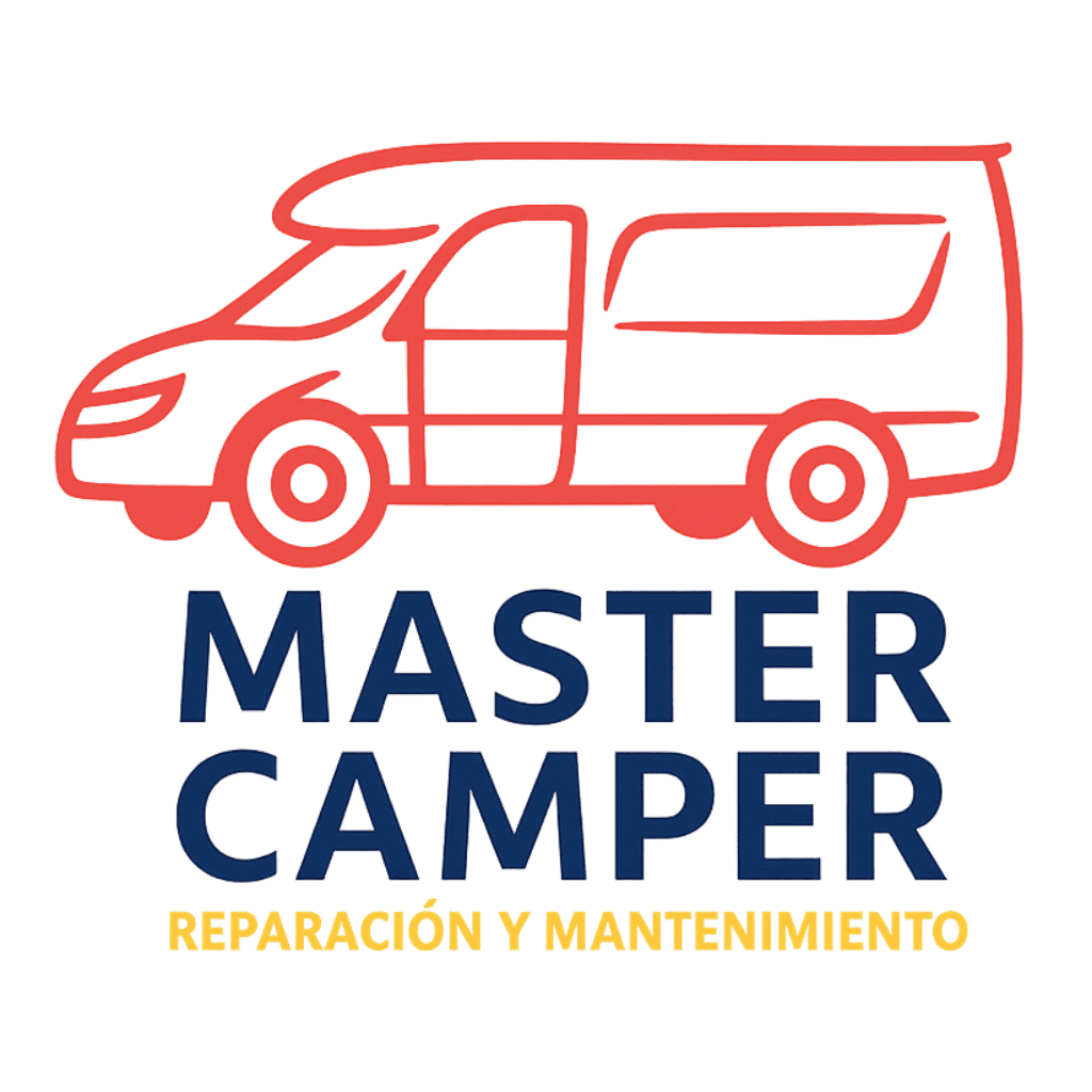 Red campervan logo with 