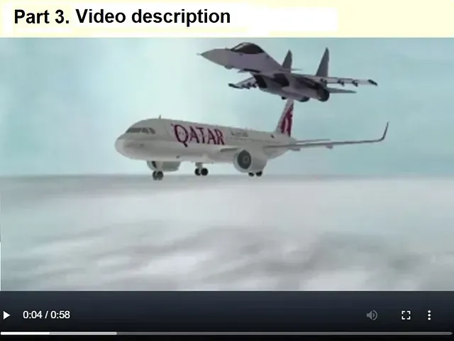 Un avión qatarí vuela junto a un avión de combate.