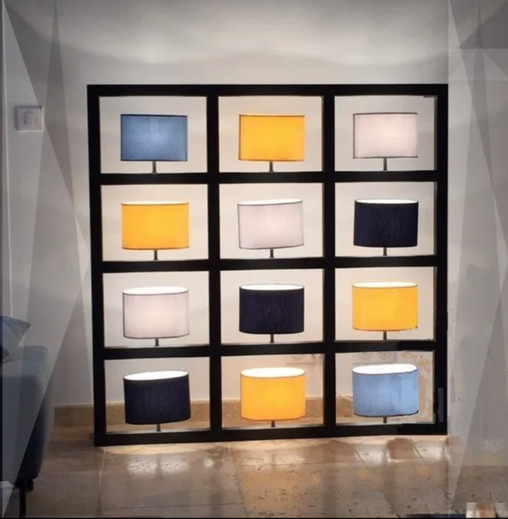 12 Abat-jour ovales dans un cadre fer forgé