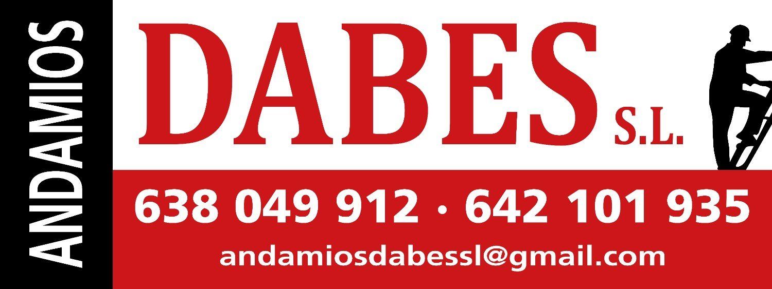 Logotipo de ANAMOS DABES S.L. con fondo blanco, texto en rojo y negro y teléfonos de contacto