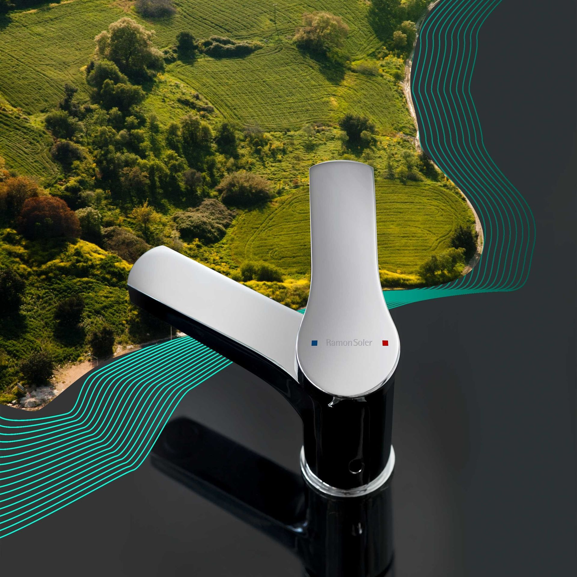 Un grifo en blanco y negro con un río al fondo.