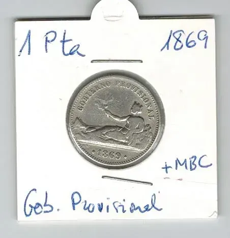 Una moneda con el año 1869