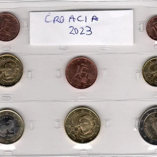 Un conjunto de monedas de Croacia del año 2023