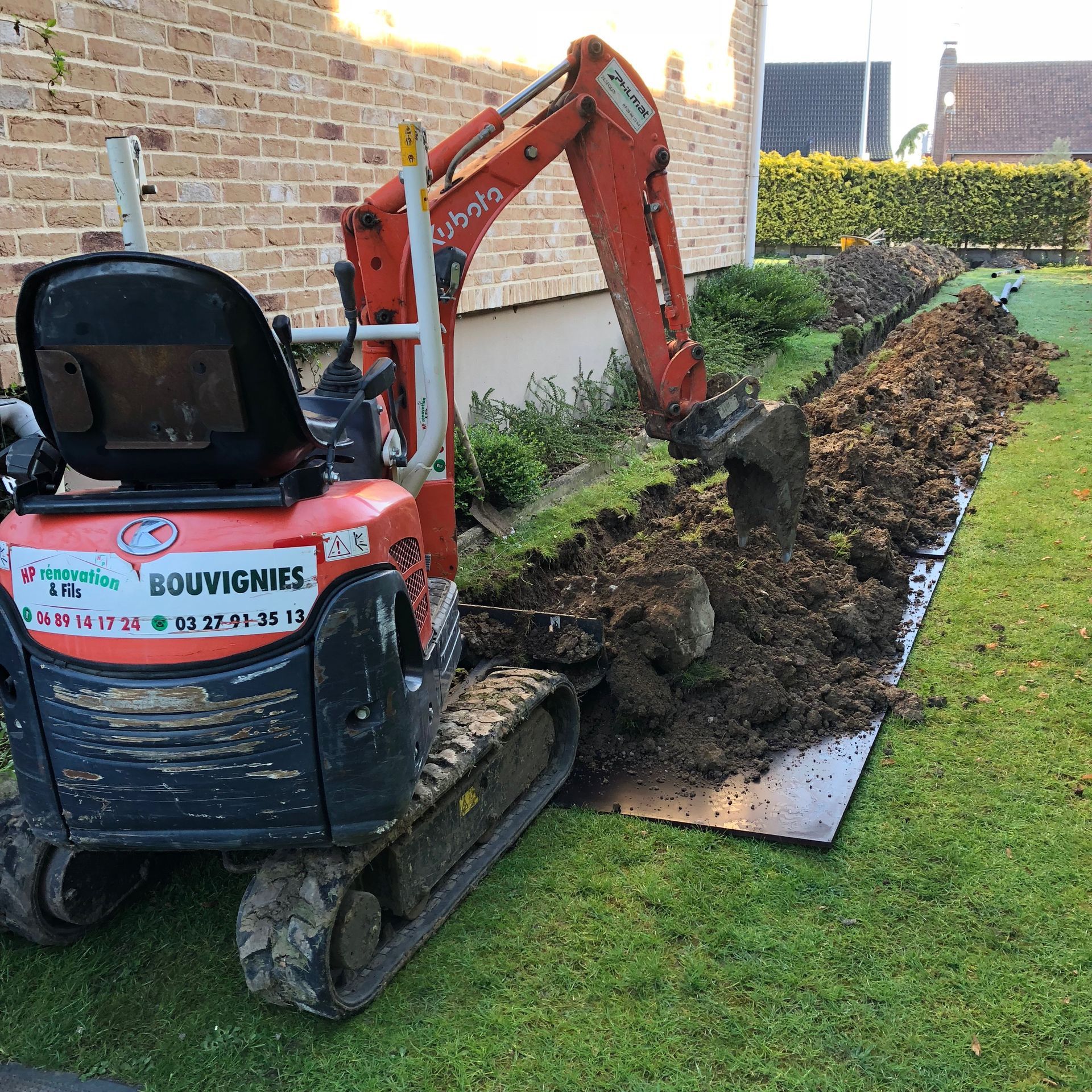Travaux de terrassement pour création de tranchée