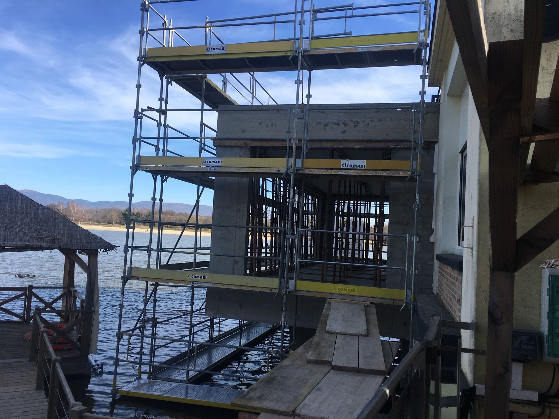 Chantier en cours pour l'agrandissement d'un restaurant