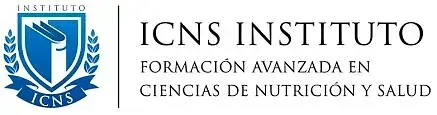 Logotipo del Instituto ICNS, escuela de formación avanzada en nutrición y ciencias de la salud. Presenta un escudo azul con el ícono de un libro y texto en español.