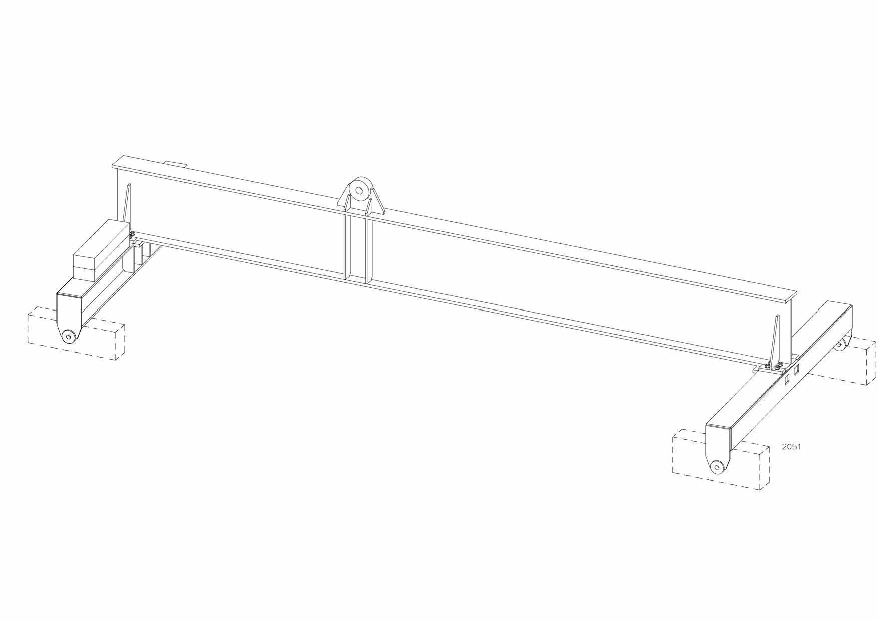 Eine Schwarzweißzeichnung einer Metallstruktur auf weißem Hintergrund.