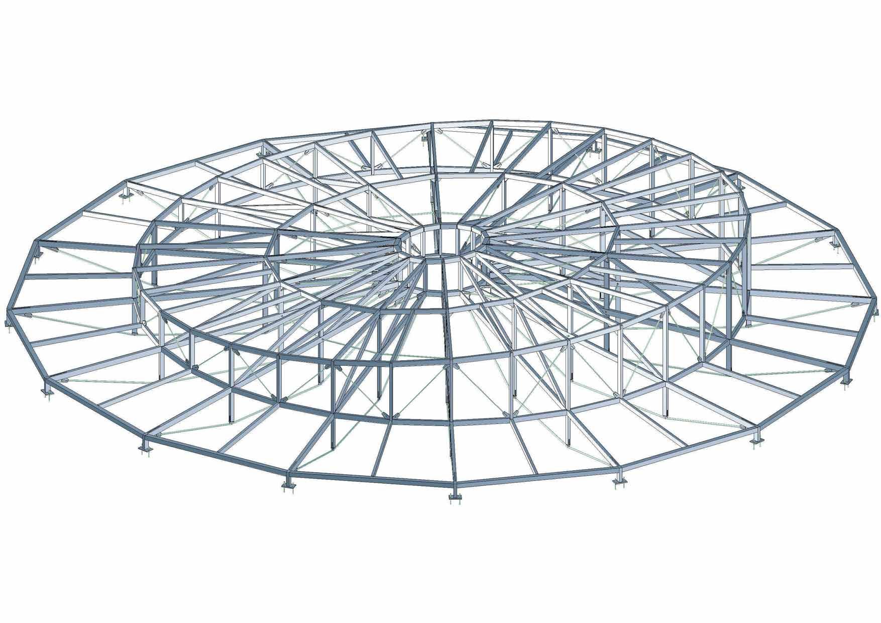 Ein 3D-Modell eines Riesenrads auf weißem Hintergrund.