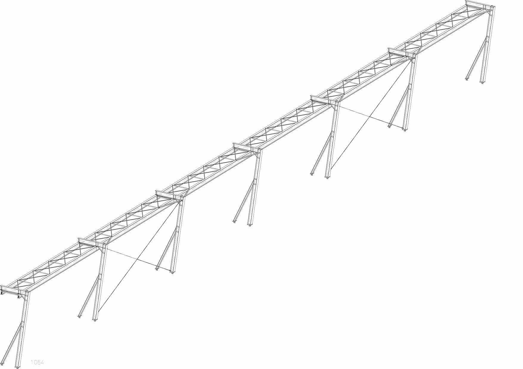 Eine Schwarzweißzeichnung einer Metallstruktur auf weißem Hintergrund.