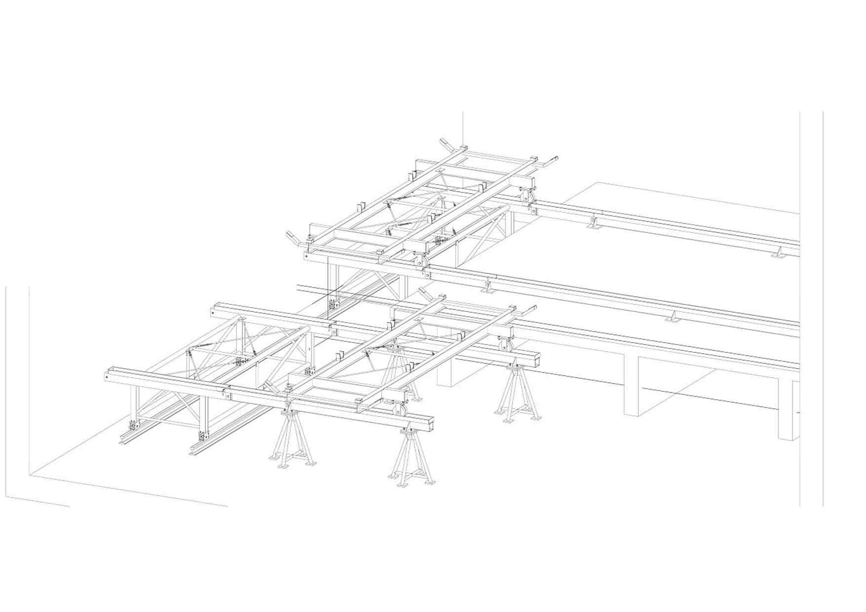 Eine Schwarzweißzeichnung eines Gebäudes mit einem Dach.