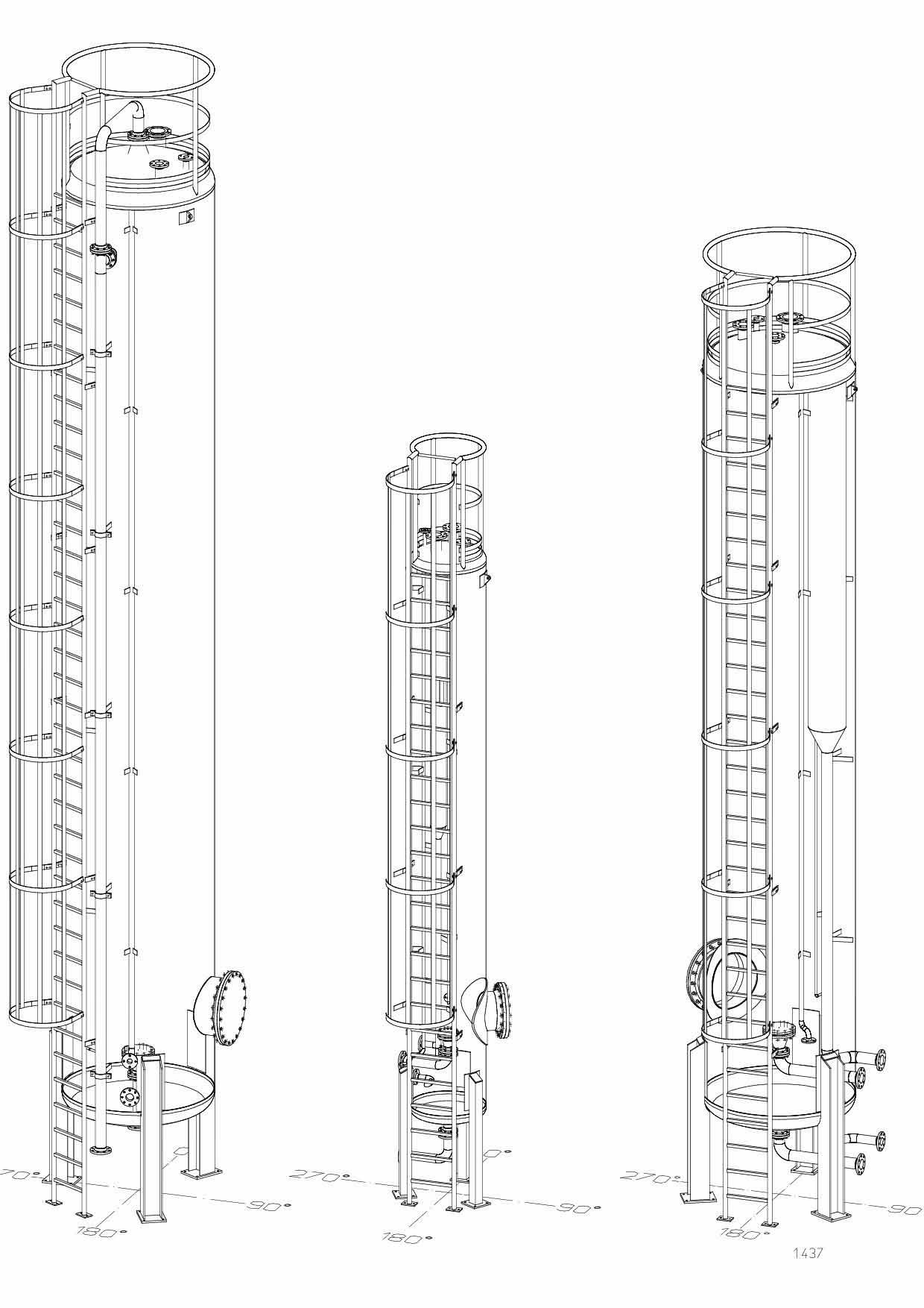 Eine schwarz-weiße Zeichnung eines Turms mit Treppe