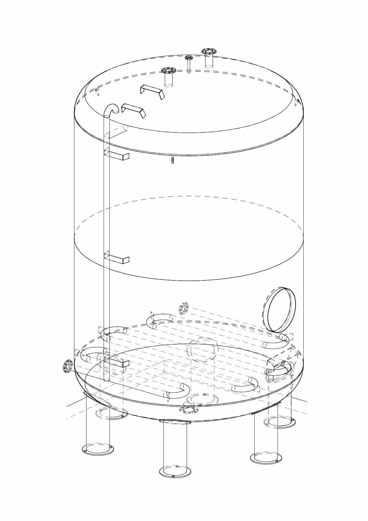 Eine Schwarzweißzeichnung eines Glasbehälters mit Henkel.