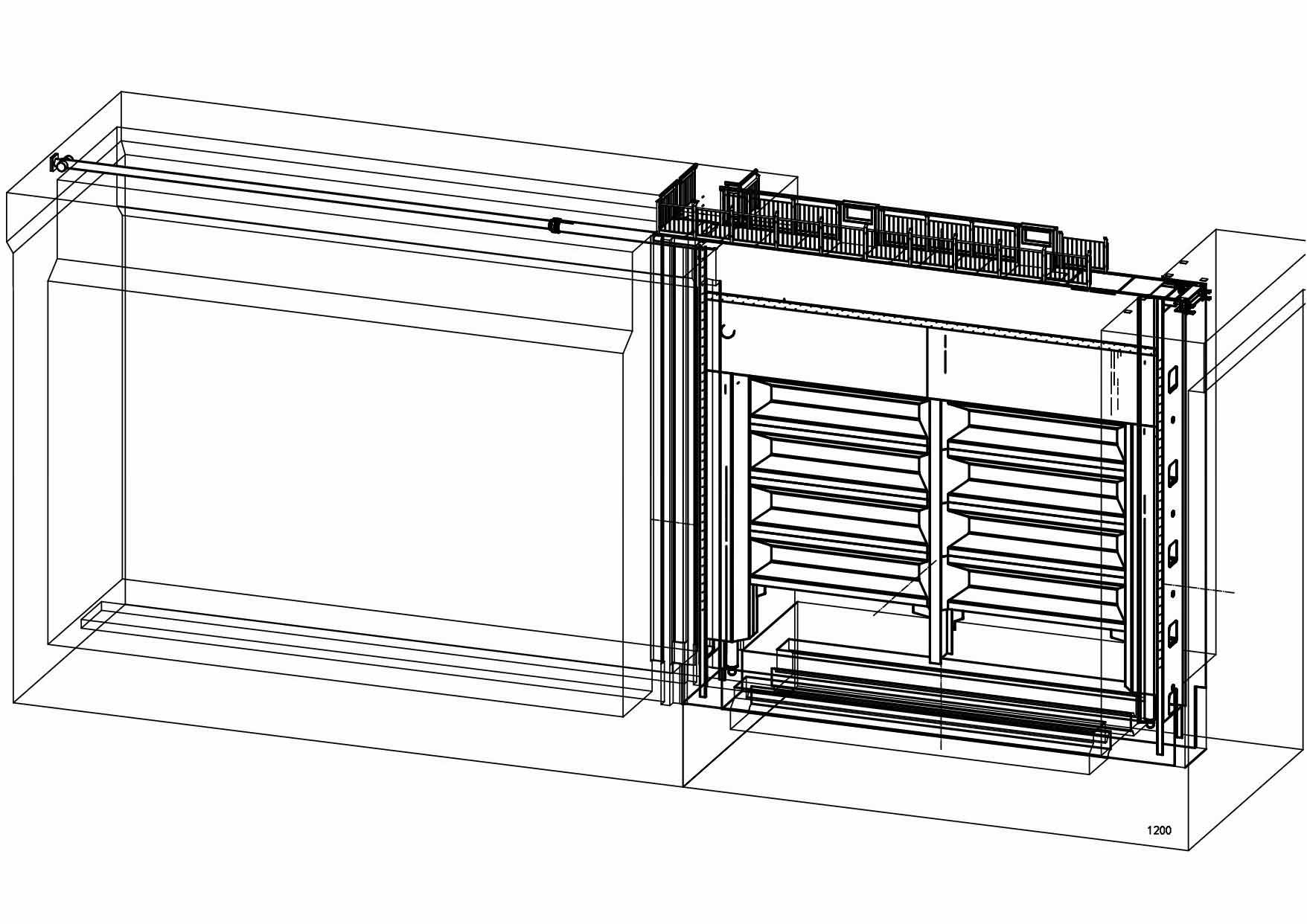 Eine Schwarzweißzeichnung eines Kühlschranks mit Gefrierfach.