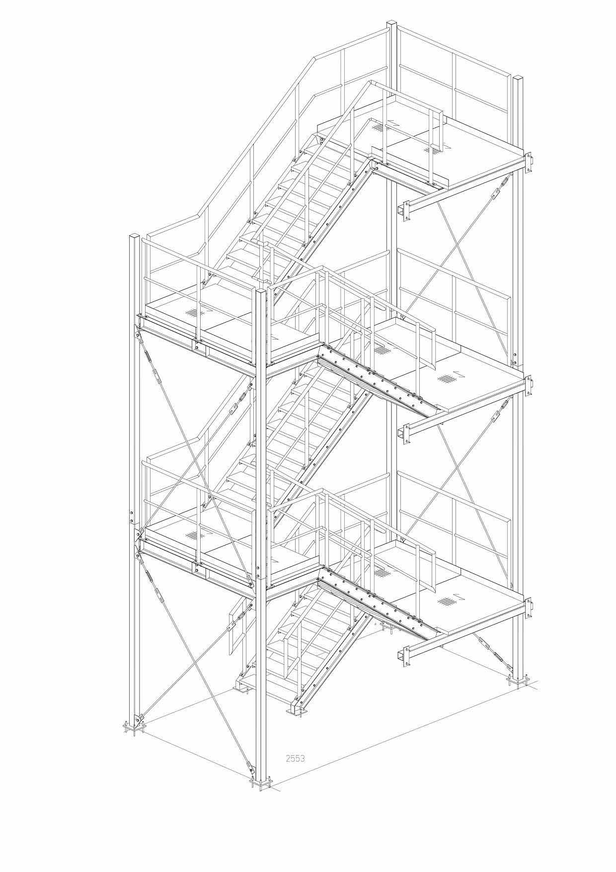 Eine schwarzweiße Zeichnung einer Treppe auf weißem Hintergrund.