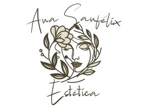Logotipo floral ilustrado con el rostro de una mujer y las palabras &ldquo;Ana Samfelix Est&eacute;tica&rdquo;.