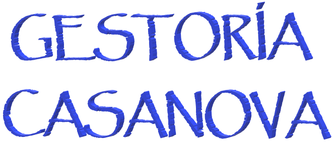 "GESTOR&Iacute;A CASANOVA" en texto manuscrito de color azul sobre fondo blanco.
